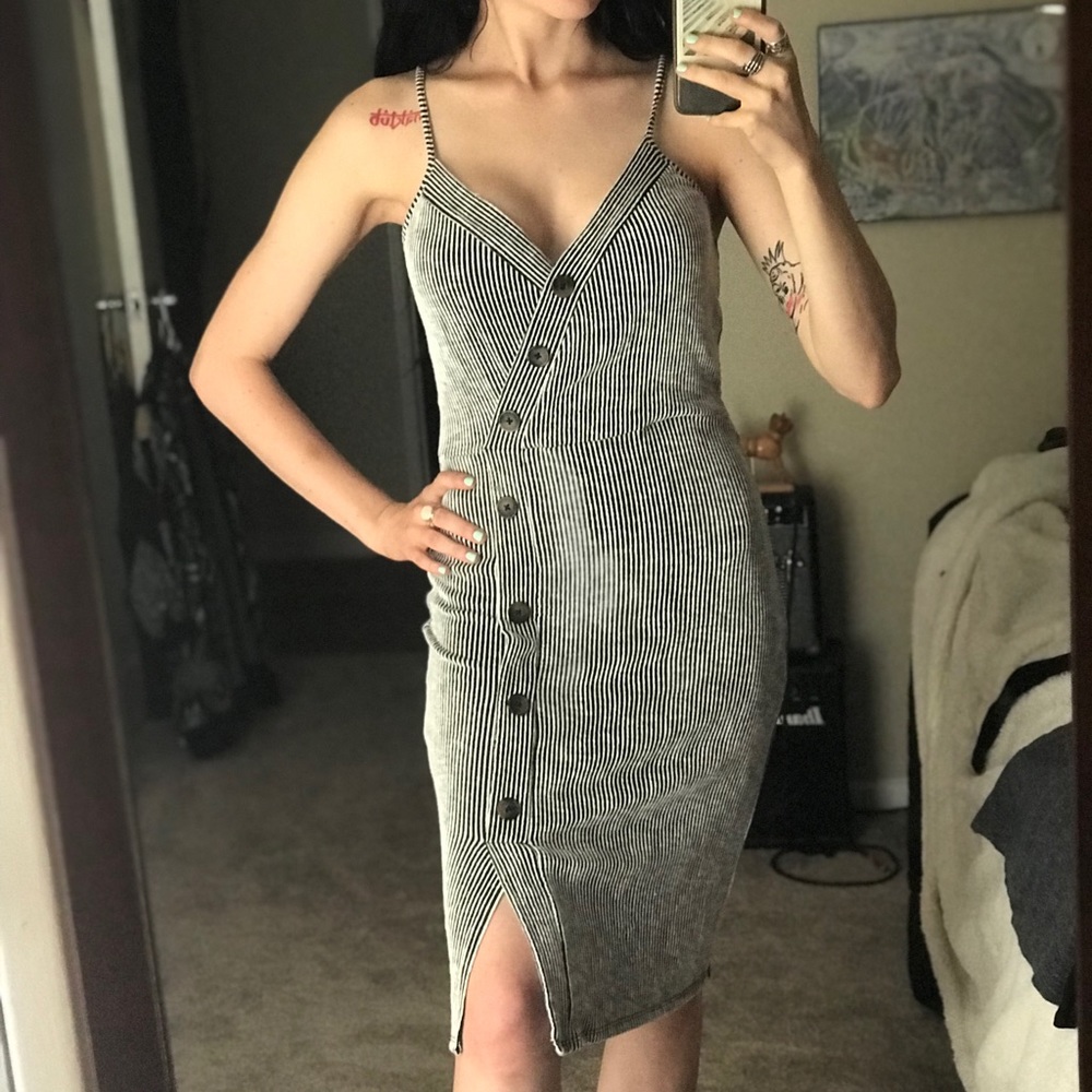 Caution to the wind striped bodycon dress